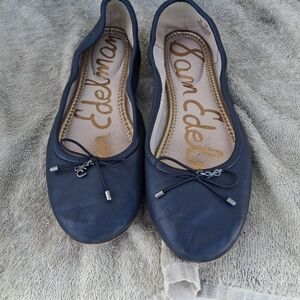 Sam Edelman Navy Leather Felicia Ballet Flats